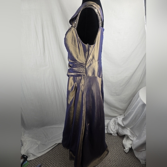 Alex Evenings Iradesent Purple & Gold Sleeveless Evening Gown W/Wrap Sz 16 - Picture 7 of 15